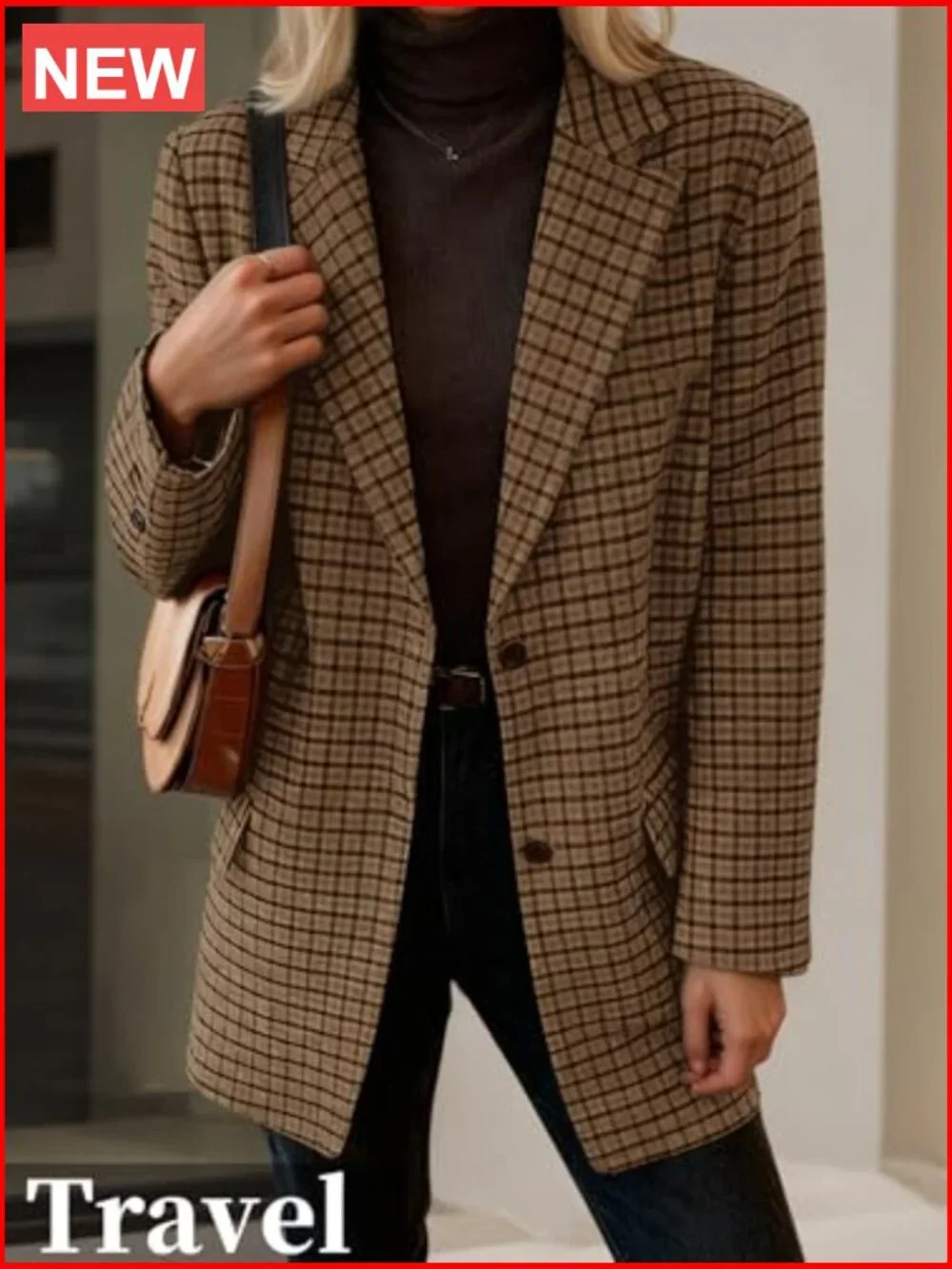 Polyester Blend Wool Blazer Jacket Loose Fit Business Casual - Picture 4 of 7